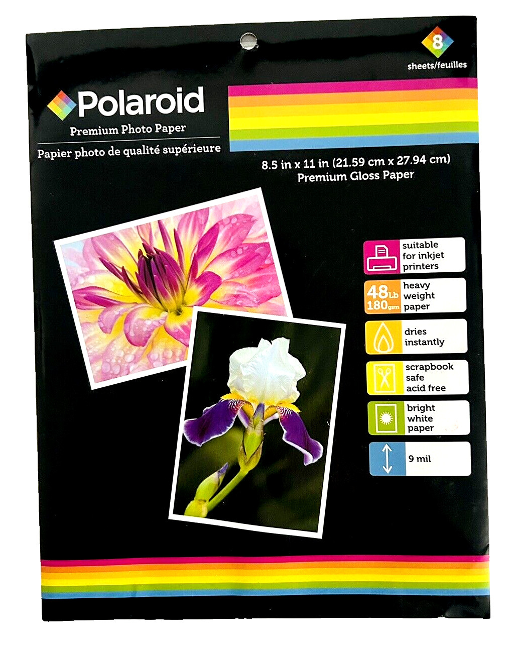 Polaroid Premium Photo Paper-Lot of 2- 8 Sheet 8.5 In. x 11 in. Sealed!