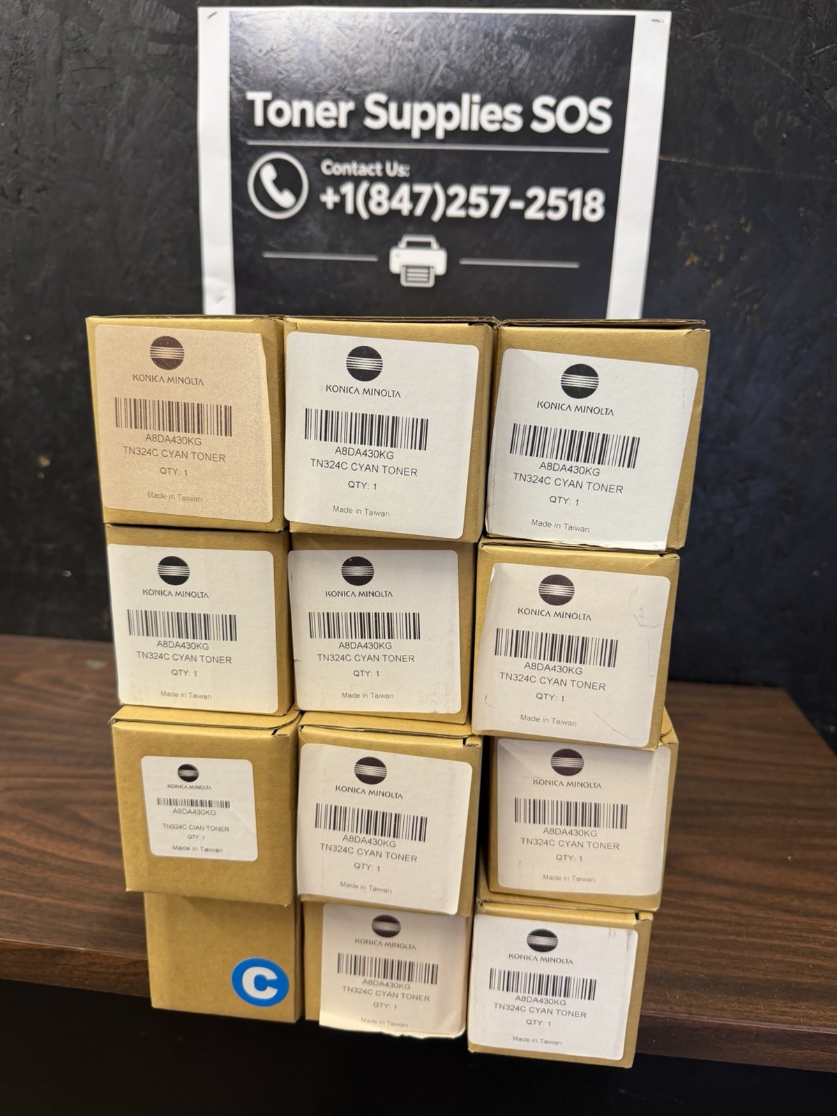 TN324C A8DA430 Cyan Compatible Toner Lot of 12 for Konica Minolta C258 C308 C368