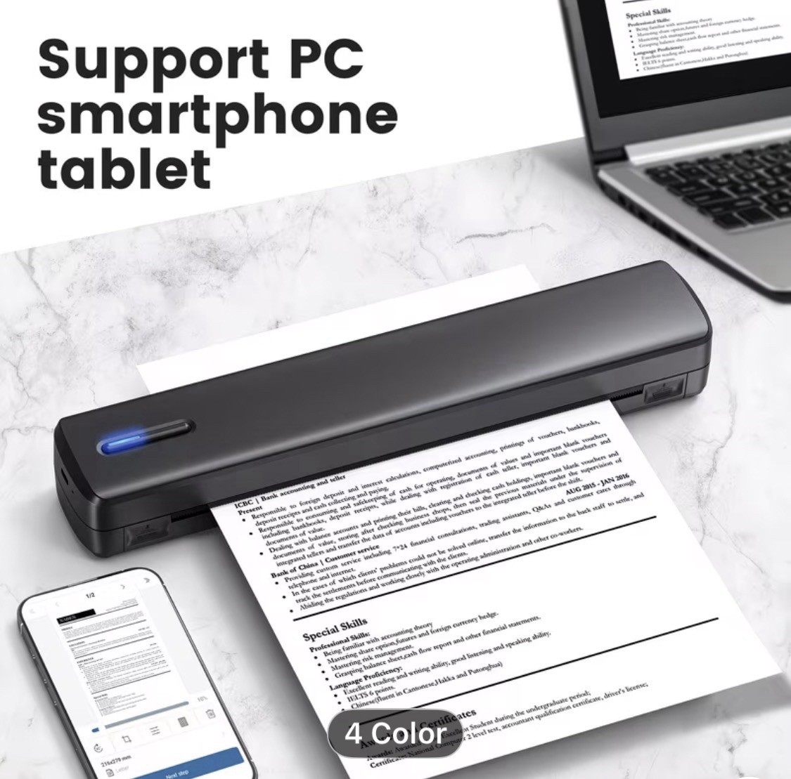 Wireless Thermal Printer And 8.5×11 Inch Thermal Paper for Smartphones