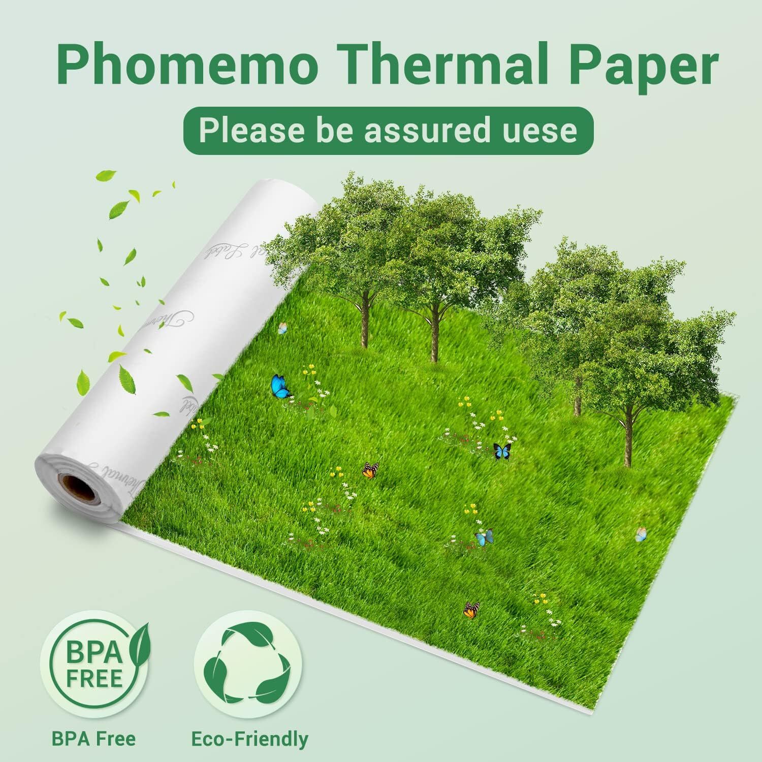 3 Rolls Sticker Self-Adhesive White Thermal Paper for Phomemo M02 M03 M04S M04AS