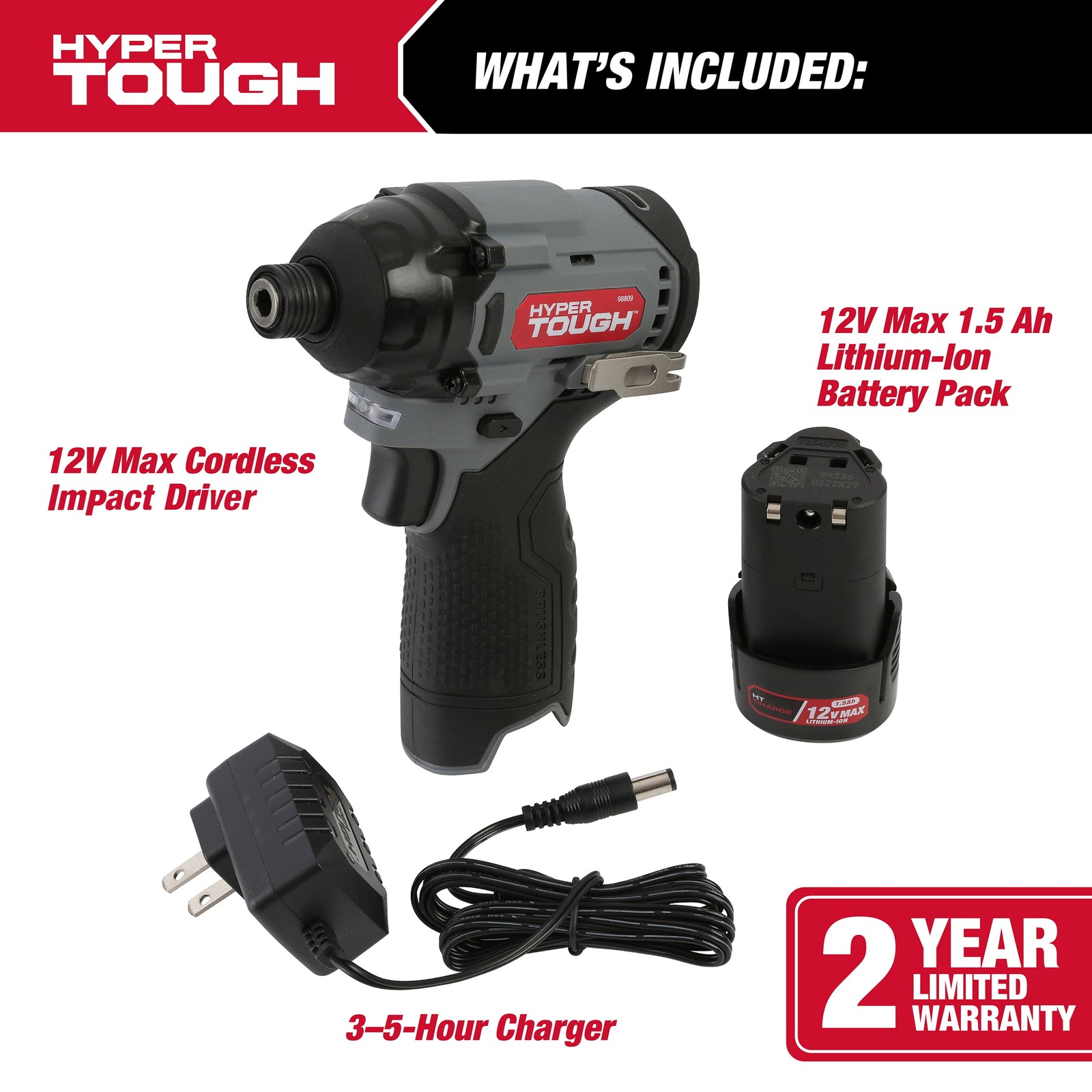 12V Max*Lithium-Ion Cordless BrushlessImpact Driver with1.5Ah Battery andCharger