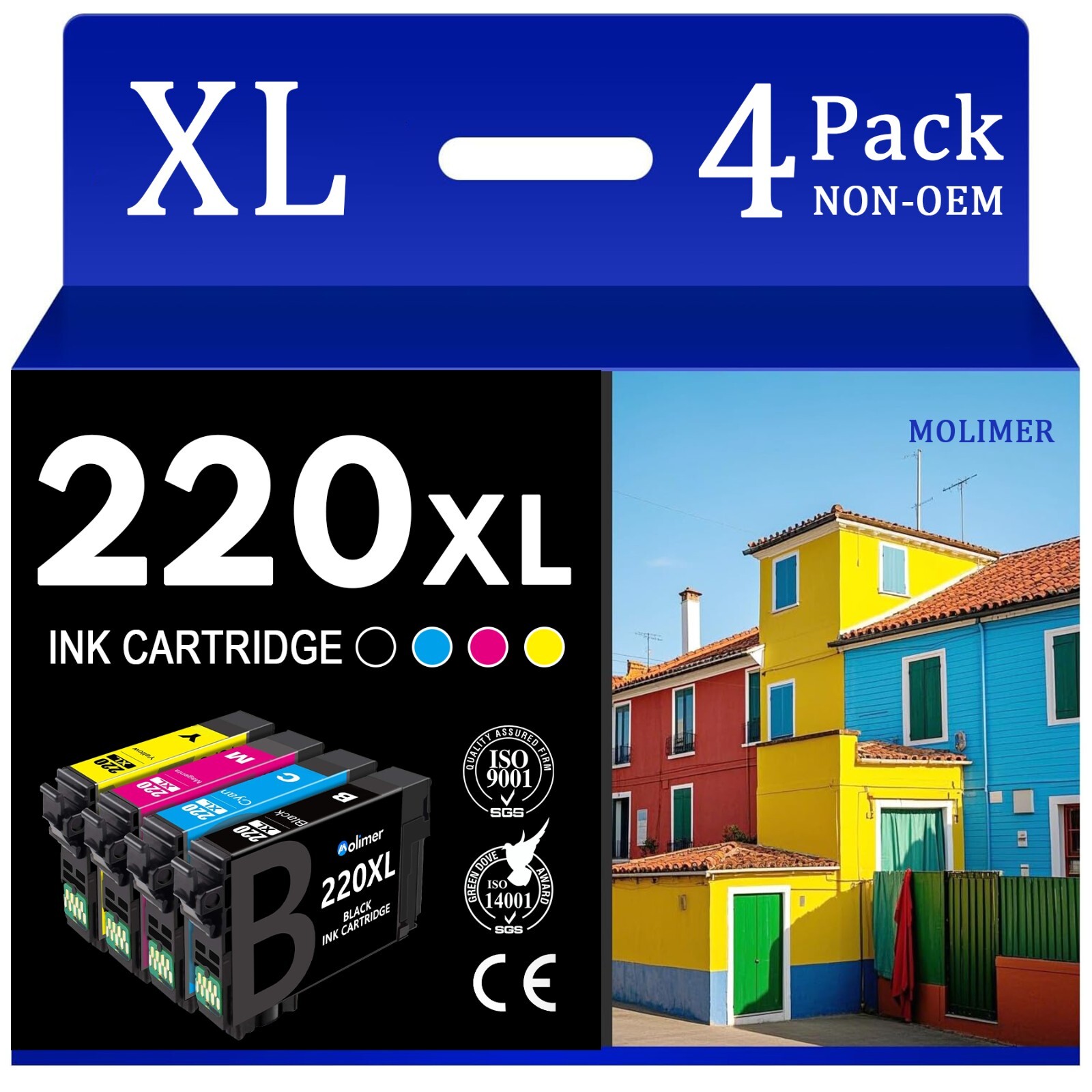 220XL Black/Cyan/Magenta/Yellow Ink Cartridges With Chip For Epson WF-2750 2630