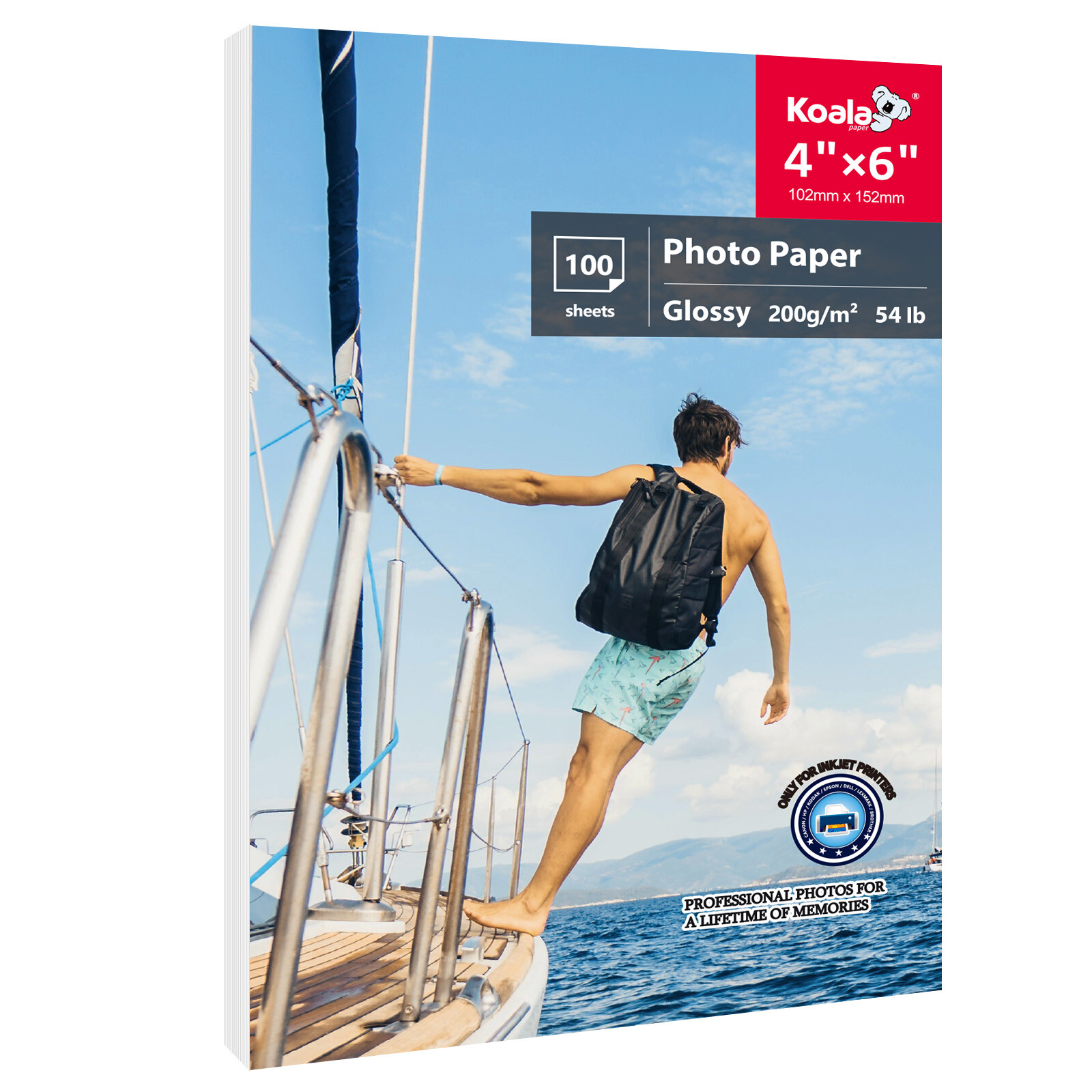 Koala Premium Glossy Photo Paper 4 X 6 100 Sheets 54lb Inkjet Printer HP Canon