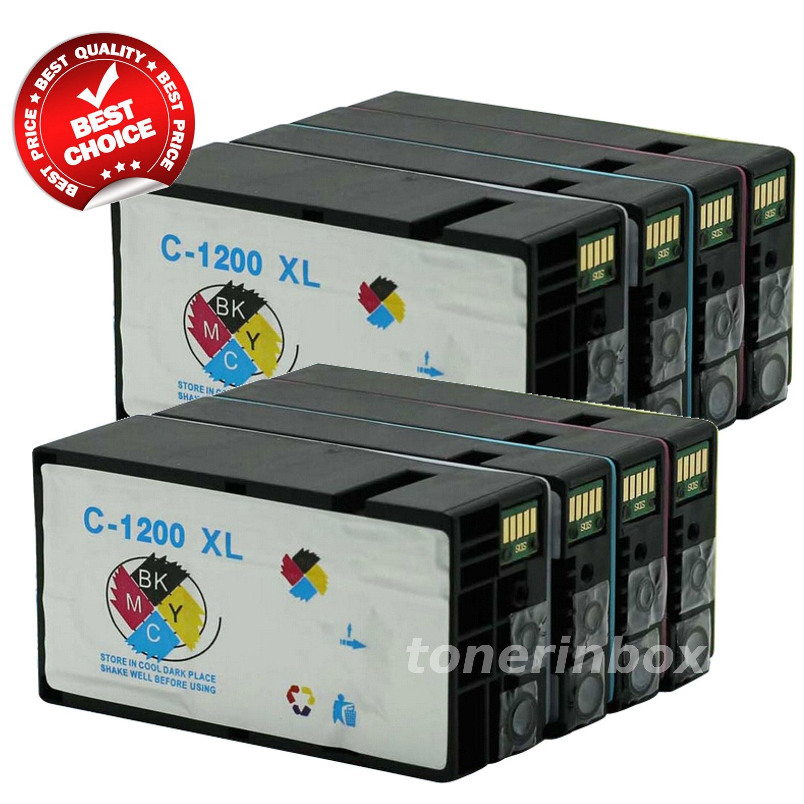 8pk PGI1200XL, PGI-1200XL Ink Cartridge For Canon MAXIFY MB2020 MB2320 w/Chip
