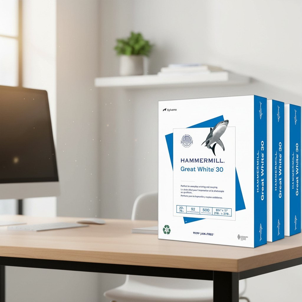 Great White 30% Recycled Printer Paper, 8.5×11 – 1500 Sheets, 92 Brightness
