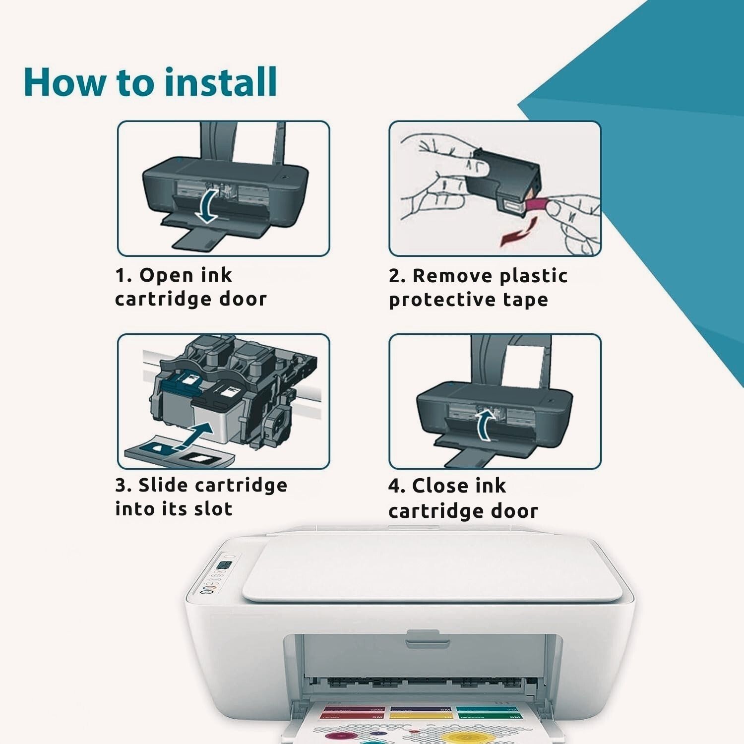 67XL Ink Cartridge for HP 67 Black/Tri-Color 2 pack for Deskjet, Envy printers