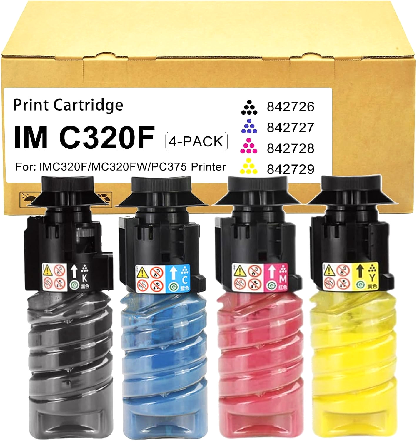 M C320 IM C320F Toner Cartridge for Ricoh 842726-842729 Series Printers 4-Pack