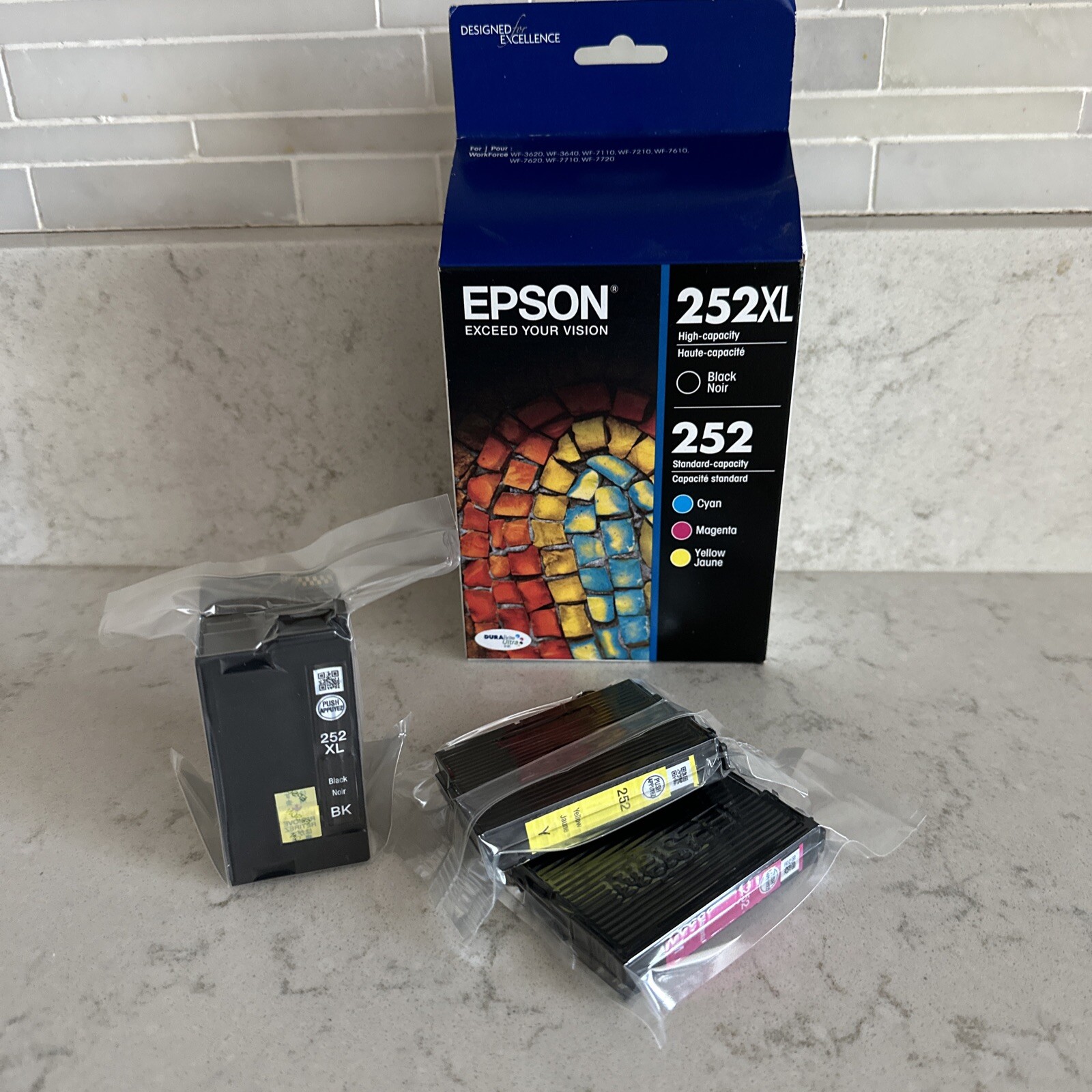 Epson 252XL (2 – Black) & 252 Color Ink (2 – Magenta, 2 – Yellow & 1- Cyan) OEM
