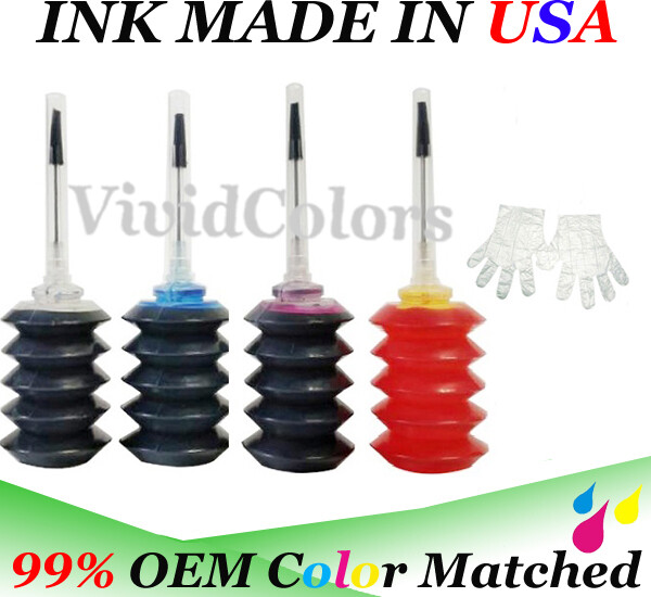 4-Color Bulk Ink Refill Kit for HP Inkjet Printer Cartridges