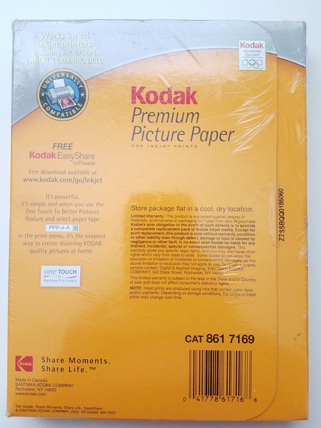 Kodak Premium Picture Paper 200-4×6″ Sheets High Gloss Photo Paper Borderless