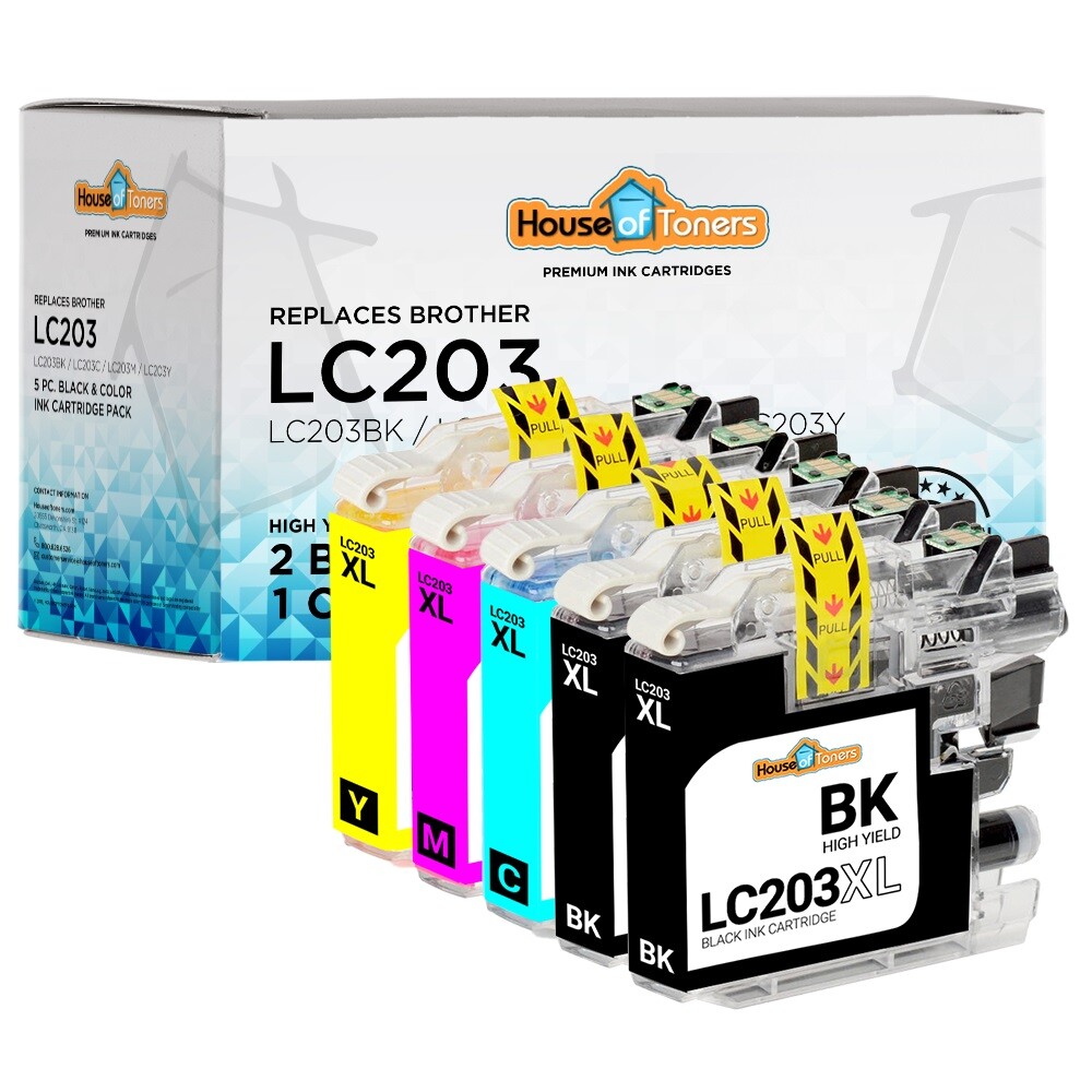 5PK LC203BK LC203C LC203M LC203Y XL Replacement Brother Ink Cartridge Set