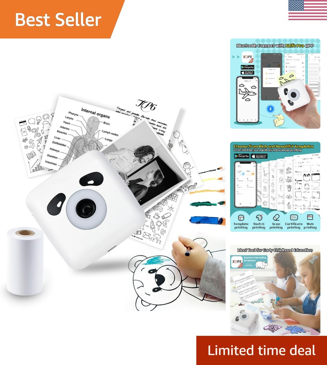 Sticker Printer, TP6S Print Pod Mini Printer, 300DPI Thermal Sticker Maker Ma…