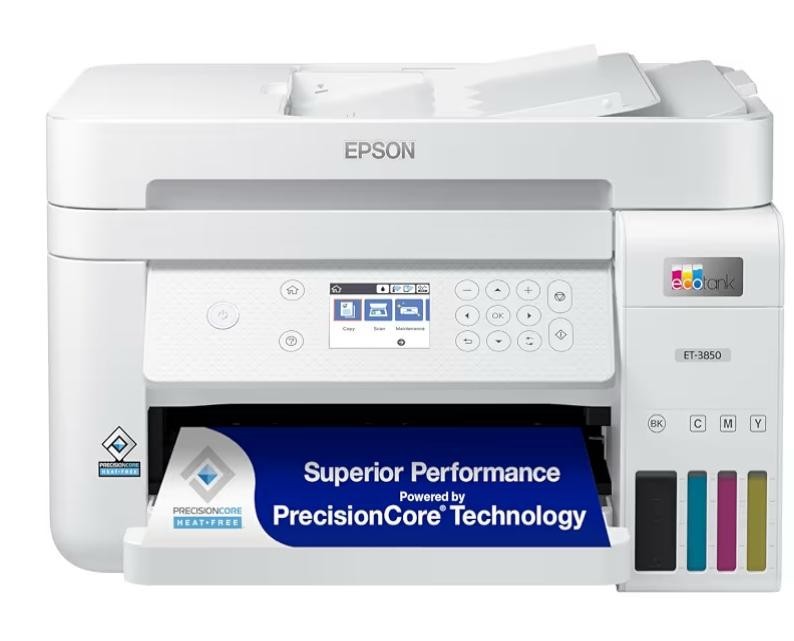 Epson EcoTank ET-3850 Color Inkjet All-In-One Printer – White