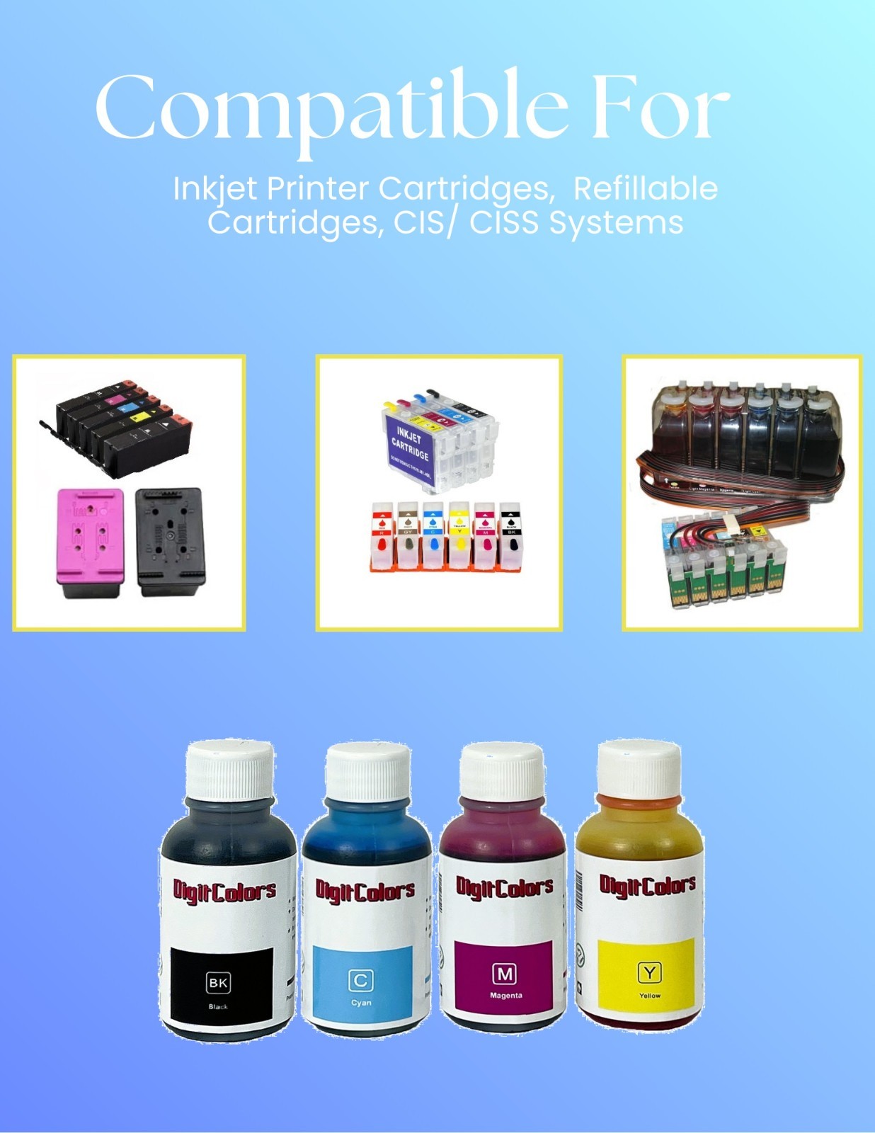 bulk 4 color 30ml bottle refill ink for Hp Printer ink cartridge