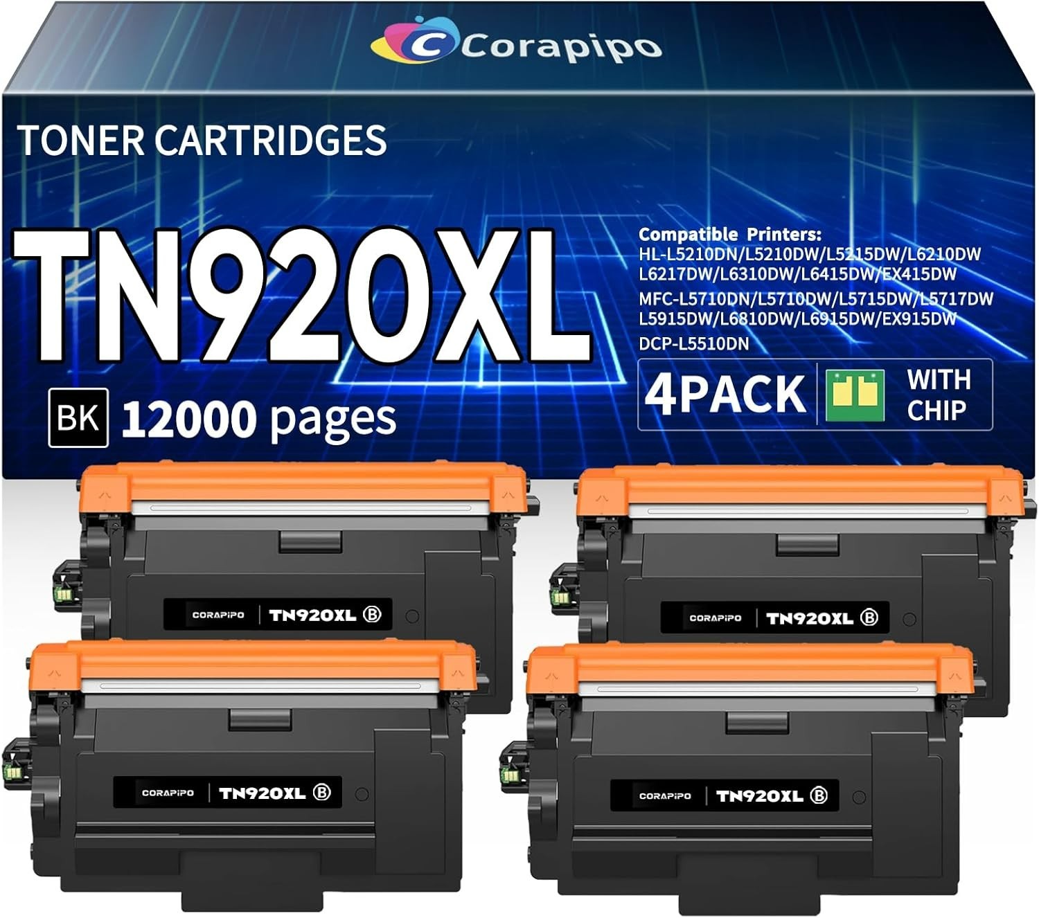 NEW 4 Pack Toner Cartridges TN920XL TN920 for Brother HL-L6210DW L5210DW L6310DW