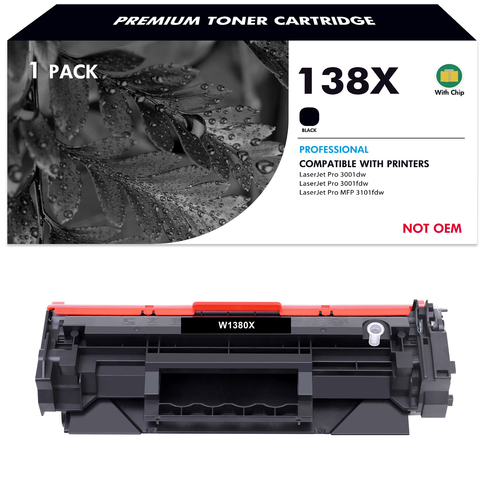 138X W1380X Toner with Chip Fit for HP LaserJet Pro 3001dw 3001fdw MFP 3101fdw