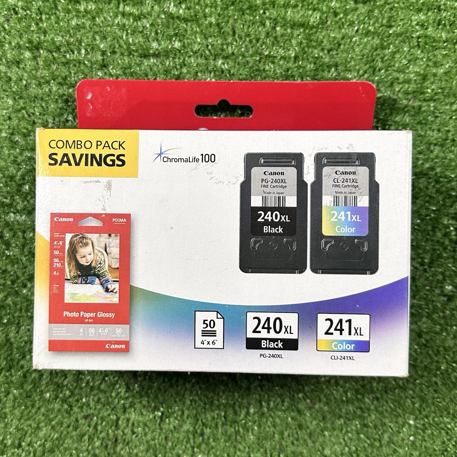 Genuine Canon PG-240XL CL-241XL Ink Combo Pack + 50 Photo Paper OEM Open Box