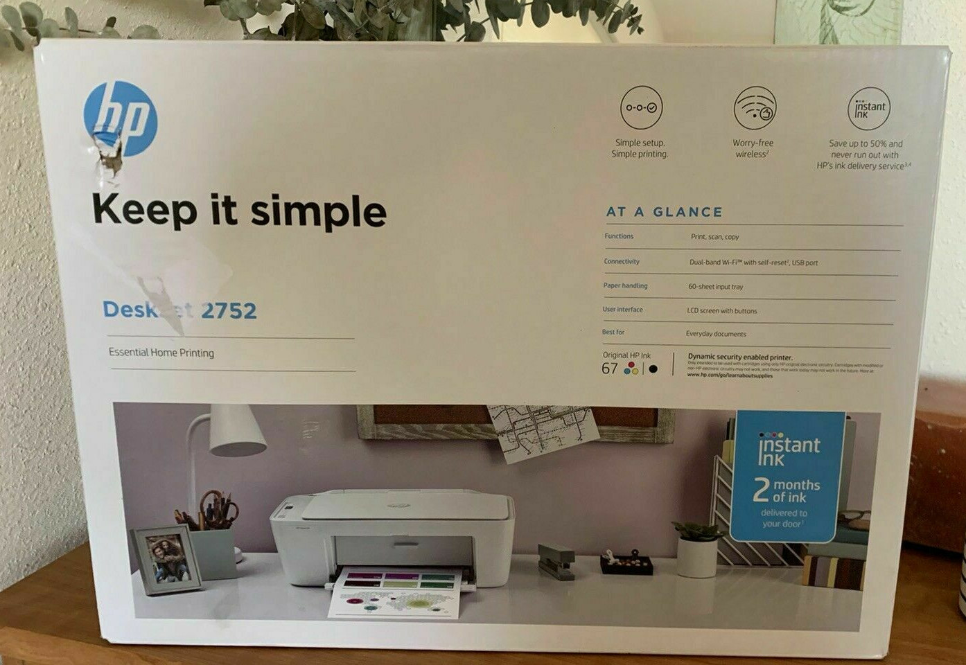 New HP 2742e/2742 All In One Wireless Printer-Copy-Scan+Free SetupINK-Green/Blue