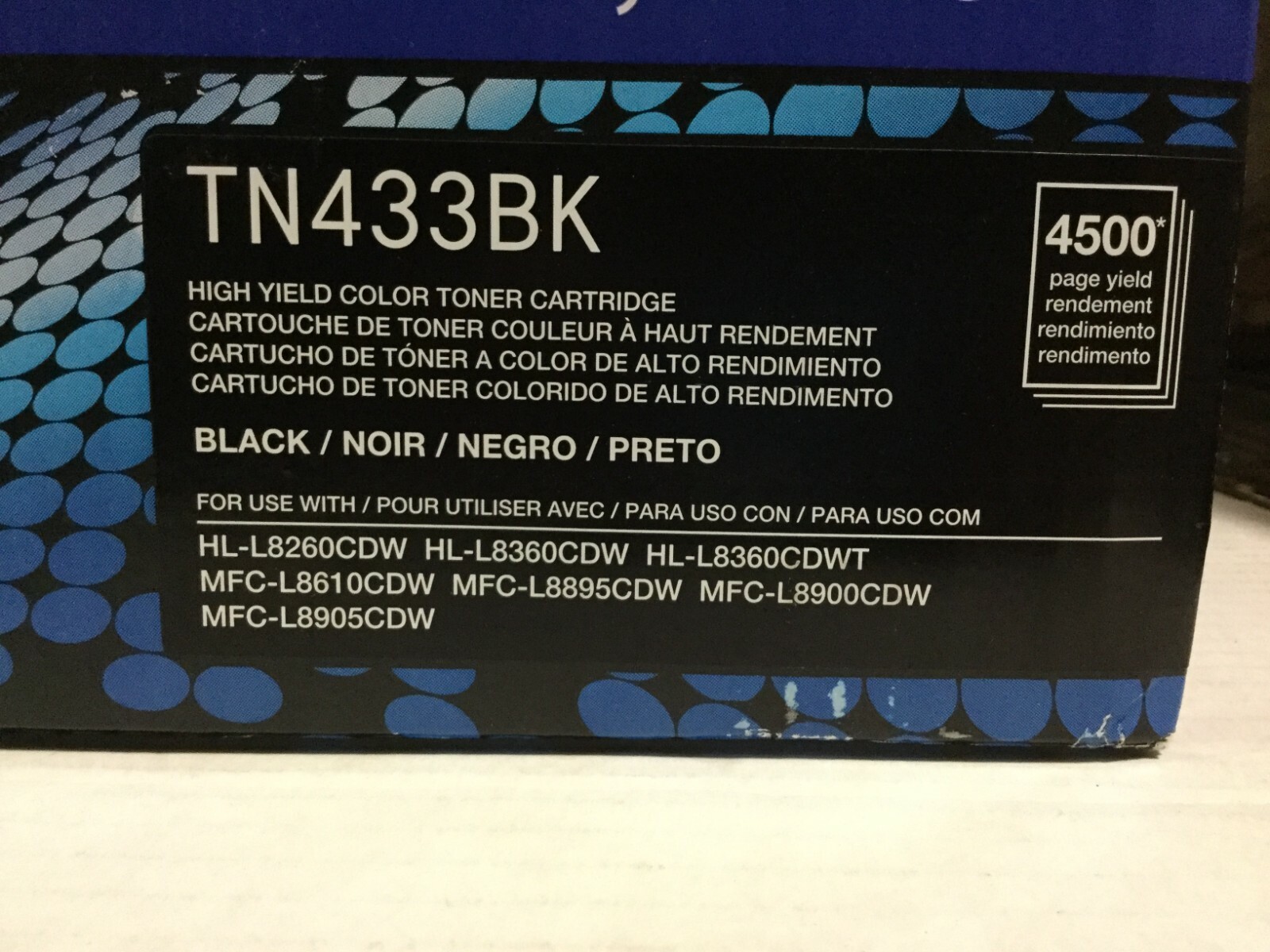 Genuine Brother TN433BK / TN-433BK High Yield Black Toner Cartridge HL-L8260CDW