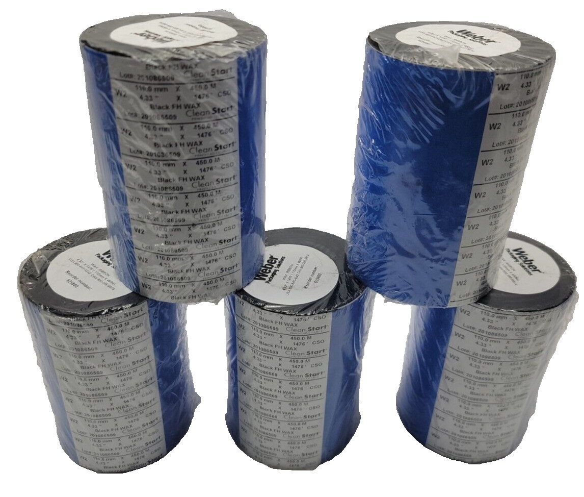 Lot of 5 Weber Max Ribbon FH Wax Black 4.33 x 1476-ft. 625860