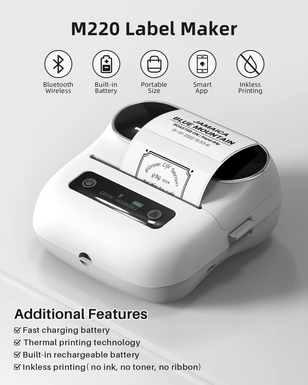 Phomemo M220 Bluetooth Label Maker Machine Portable Wireless Thermal Printer Lot