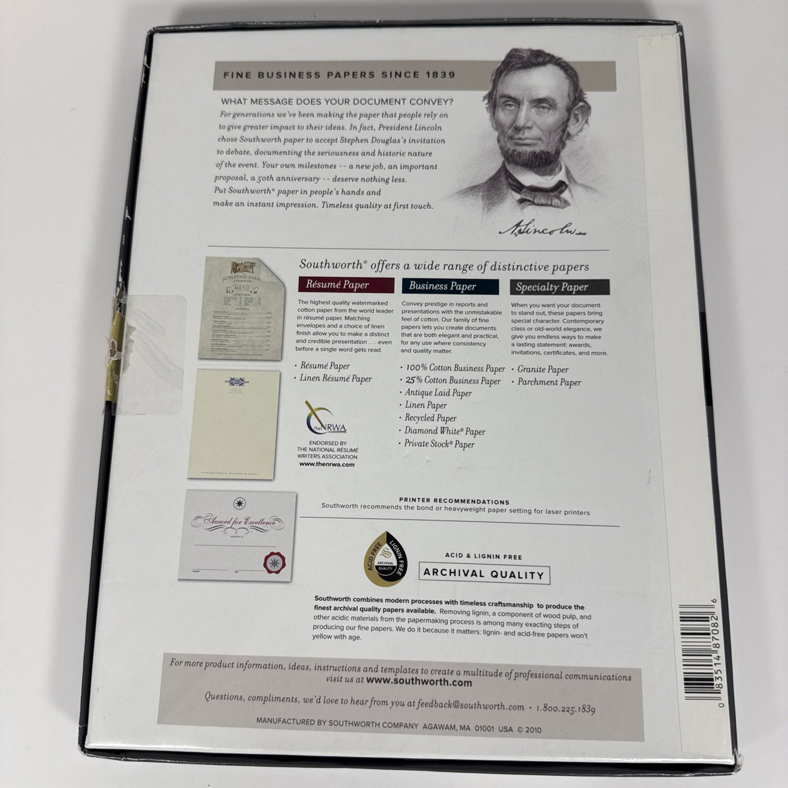 24 lb SOUTHWORTH 8.5 in x 11 in Parchment Special Paper (Blue) OPEN PARTIAL BOX