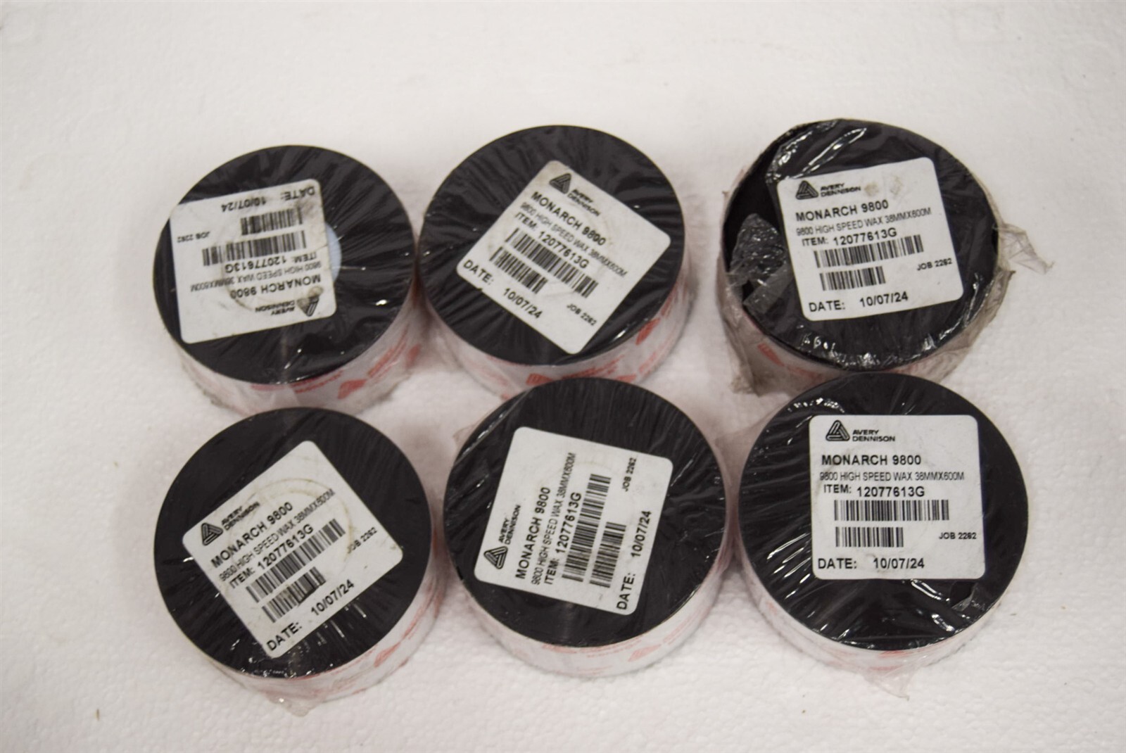 (6) Avery Dennison Monarch 9800 12077613G High Speed Wax 90mmx600m Ribbon (S16)