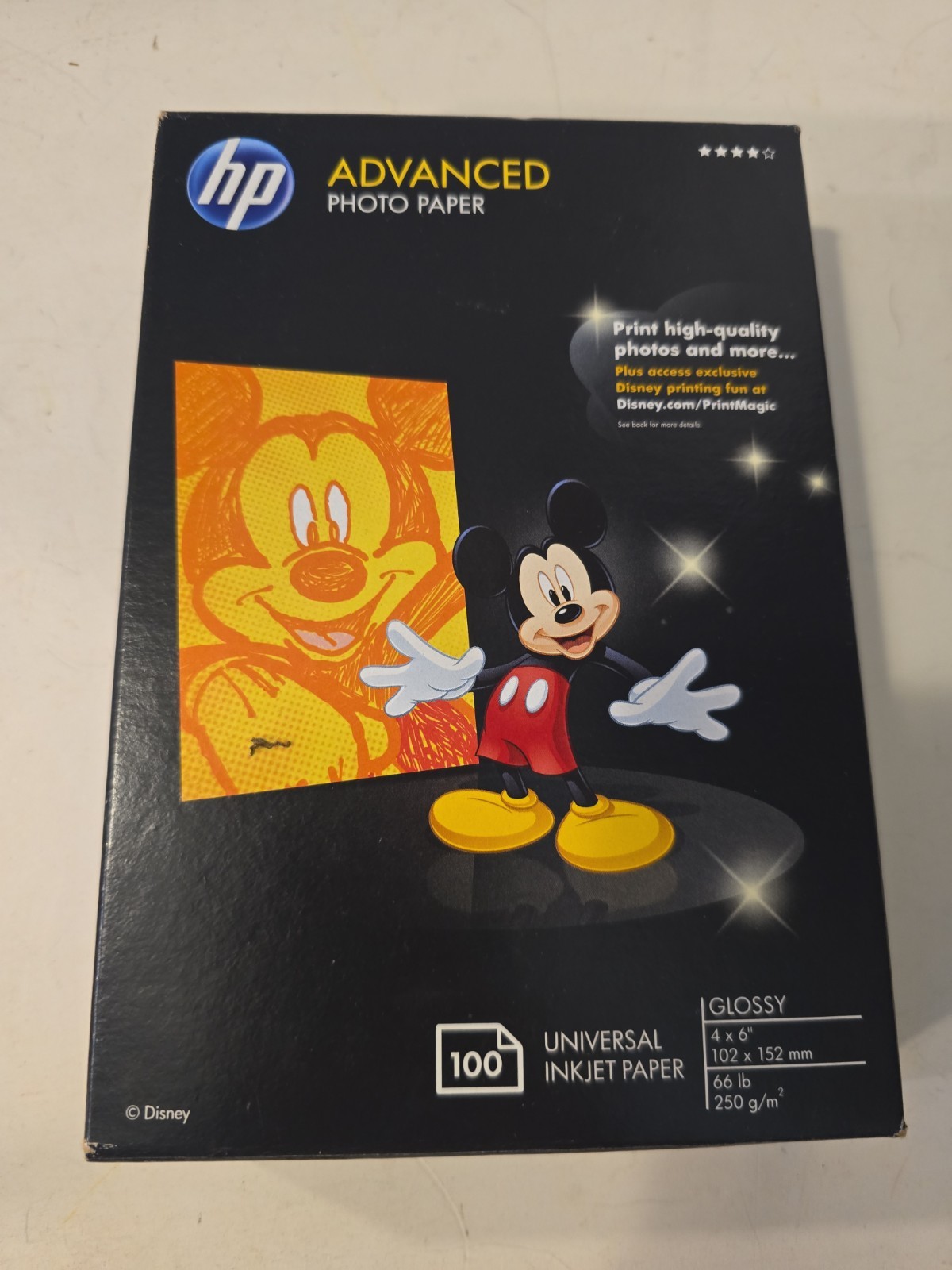 New Disney HP Q6638A Advanced 4 x 6 Photo Glossy Inkjet Paper (100 Sheets) NIB
