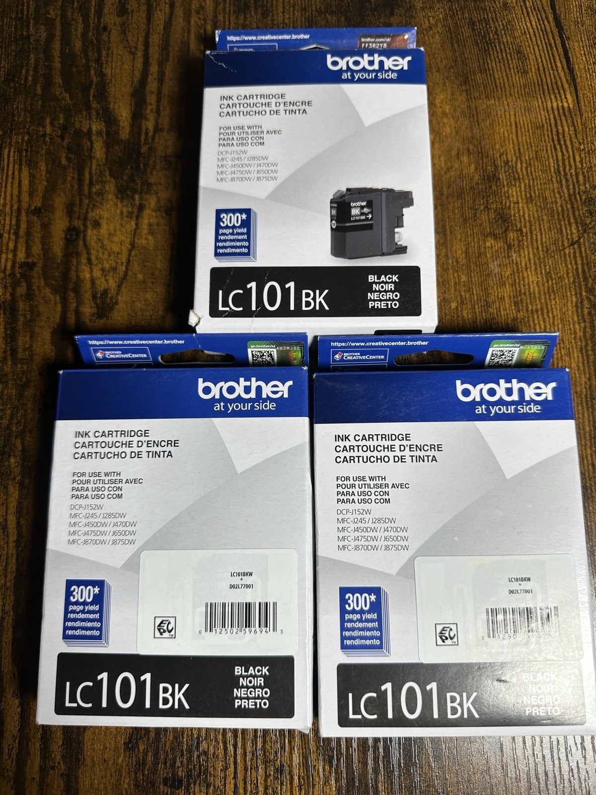 3 Genuine Original Brother LC101BK Ink Cartridge Black Exp 2 2027/01 & 1 2025/02