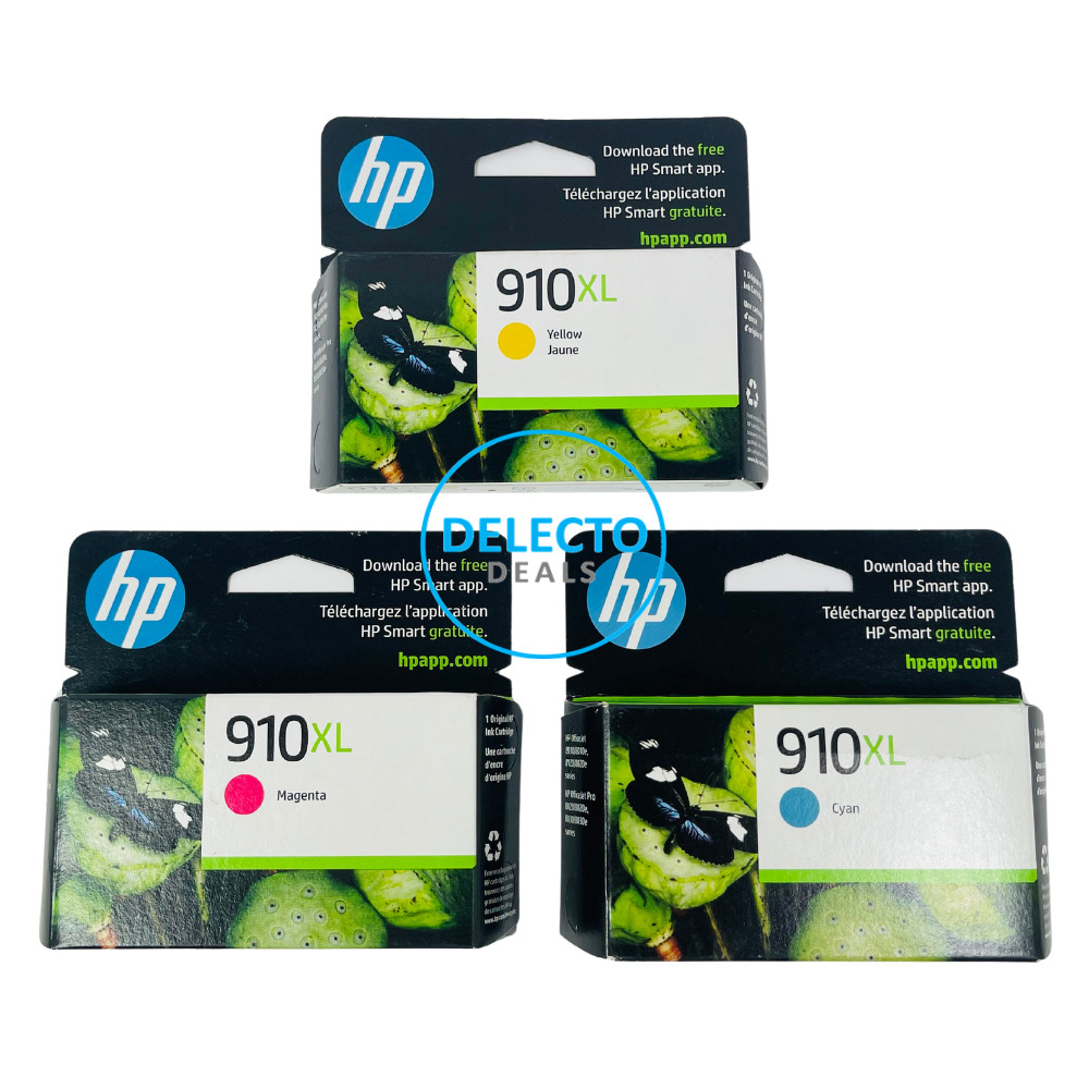 GENUINE 3-PACK HP 910XL Cyan/Magenta/Yellow Color Ink Cartridges SEALED 7/2026+