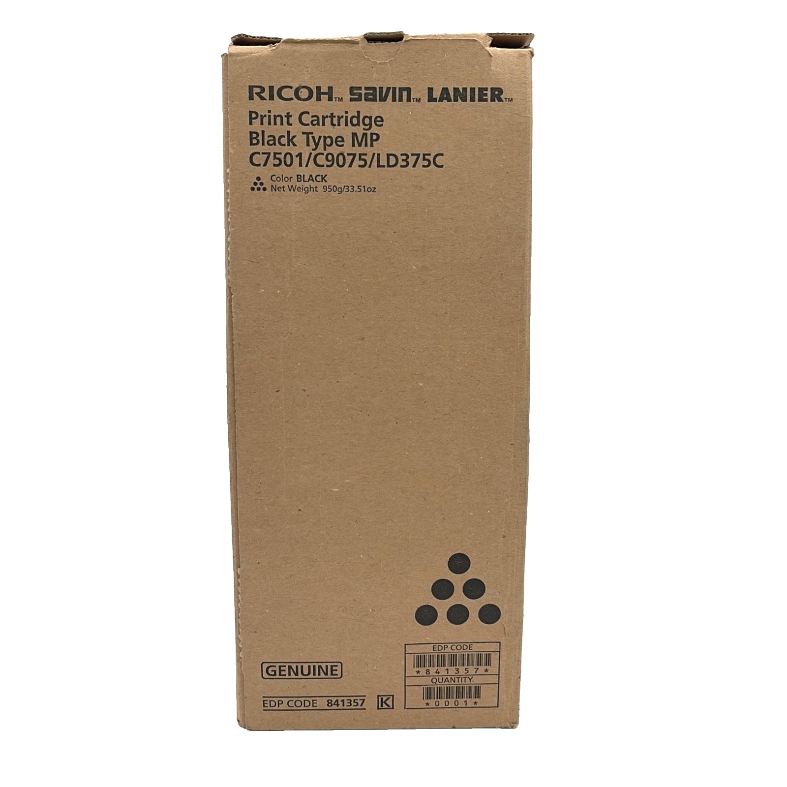 Ricoh 841357 Black Toner Cartridge Genuine OEM MP C7501 C9075 LD375C