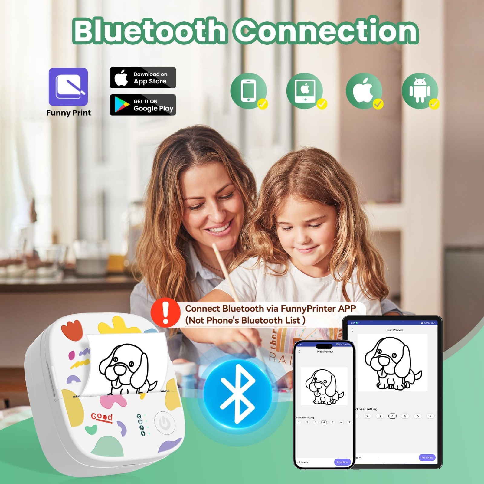Portable Mini Sticker Printer – Bluetooth Thermal Maker for Kids, DIY Photos & N