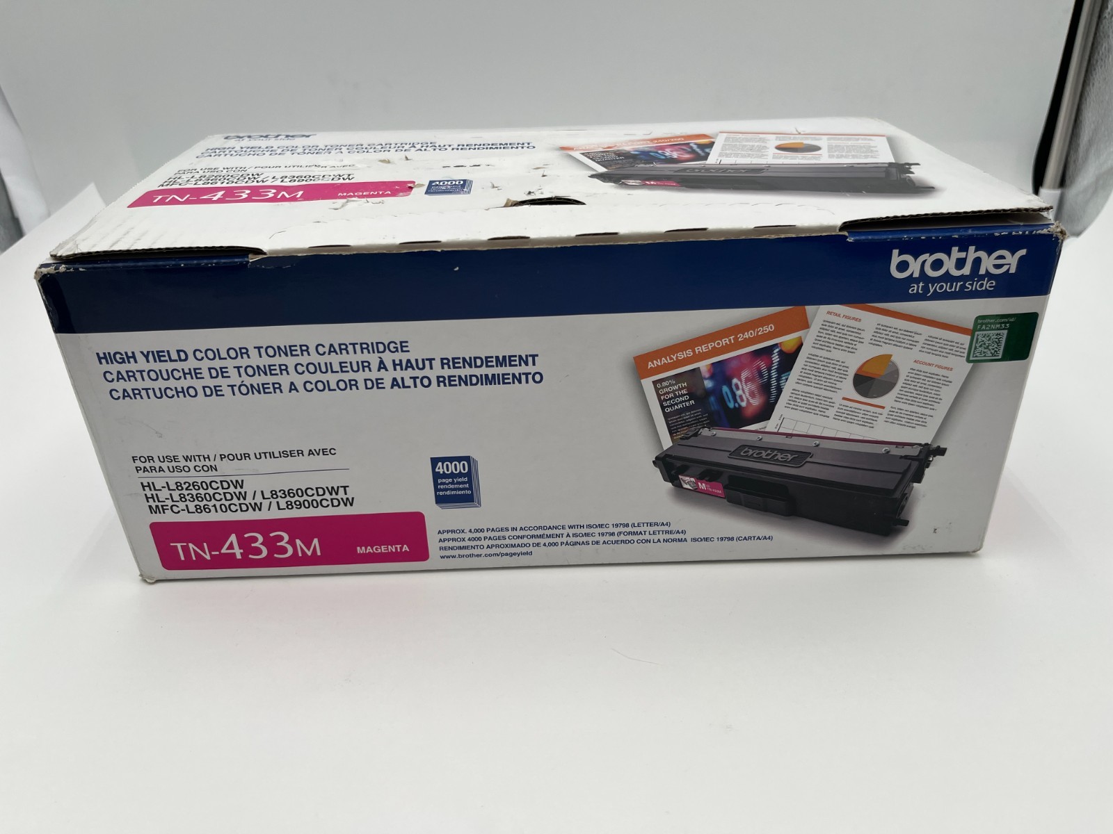 BROTHER TN-433 HIGH YIELD MAGENTA TONER CARTRIDGE