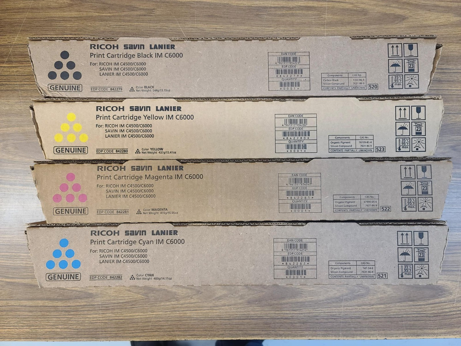 Ricoh IM C4500 IM C6000 OEM Toner Set CMYK 842279,842280,842281,842282 NEW