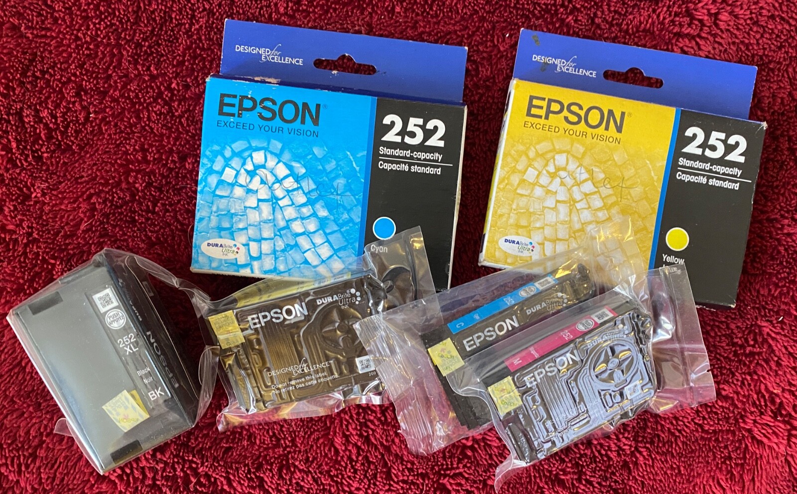 Lot 6 Genuine Epson 252 Ink Cartridges Likely Expired