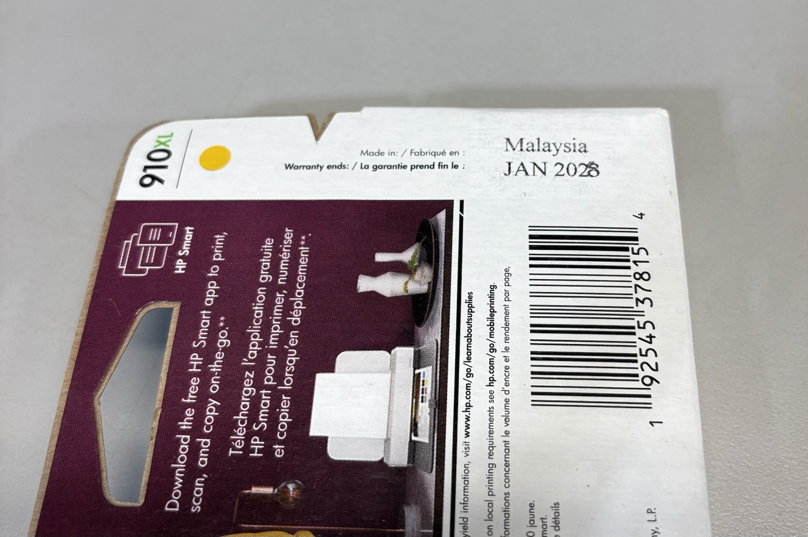 New Genuine HP 910XL Yellow In Retail Box Ink Cartridges Exp.01/2028