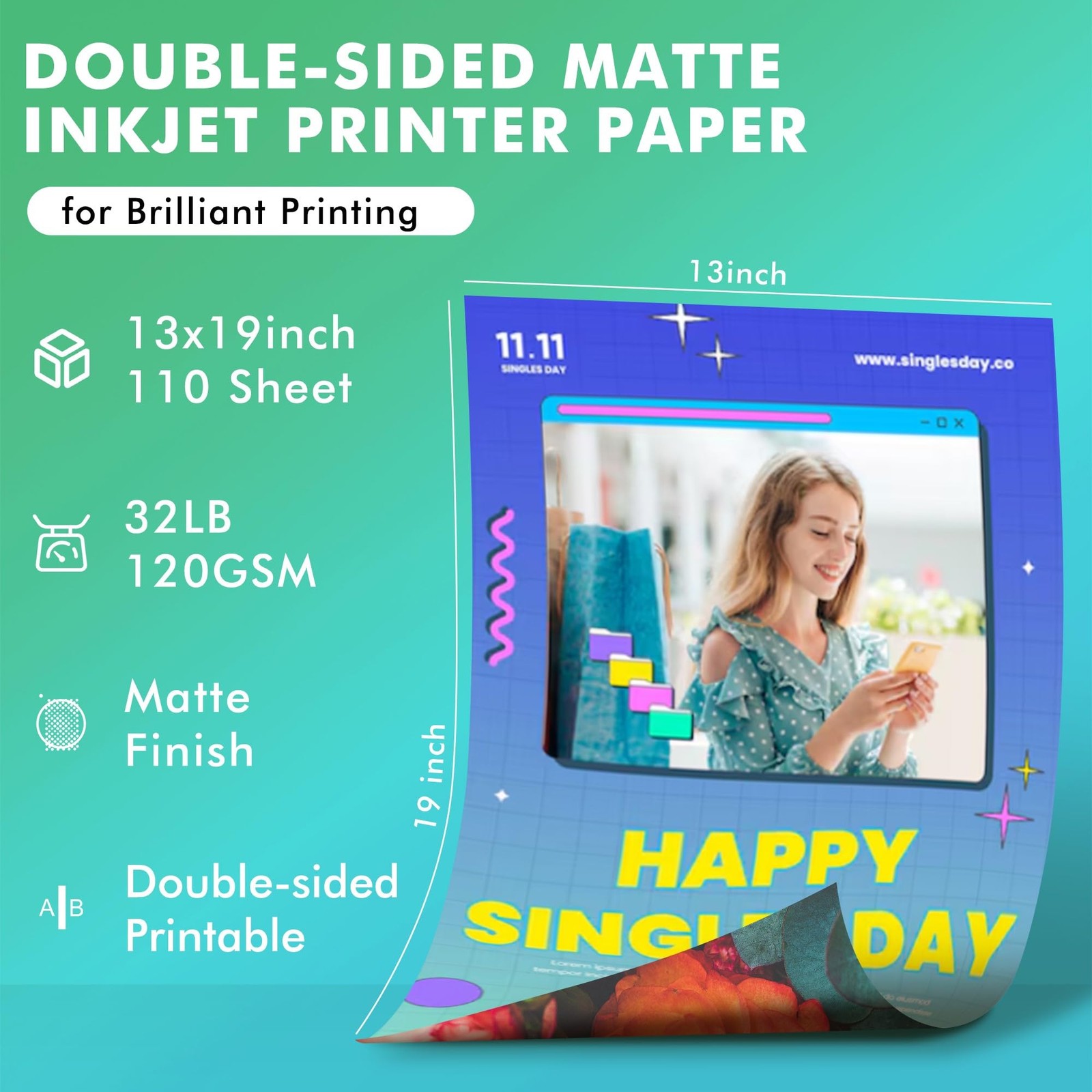 110 Sheets Koala DoubleSided Thin Matte Presentation Paper 13×19 Inch Art