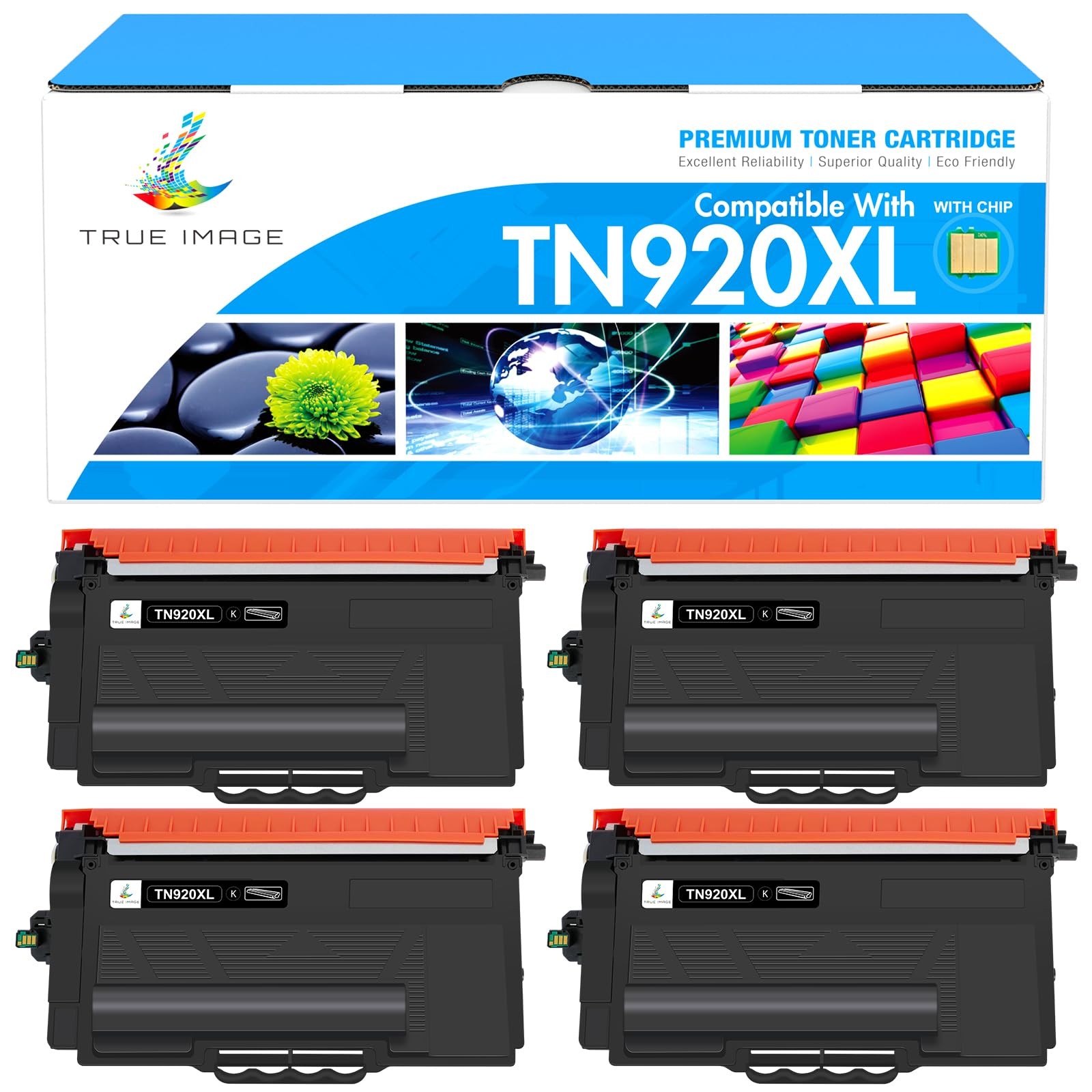 ** NEW Brother Toner | TN920XL / TN920 | Black | With Chips | Compatible |4-Pack
