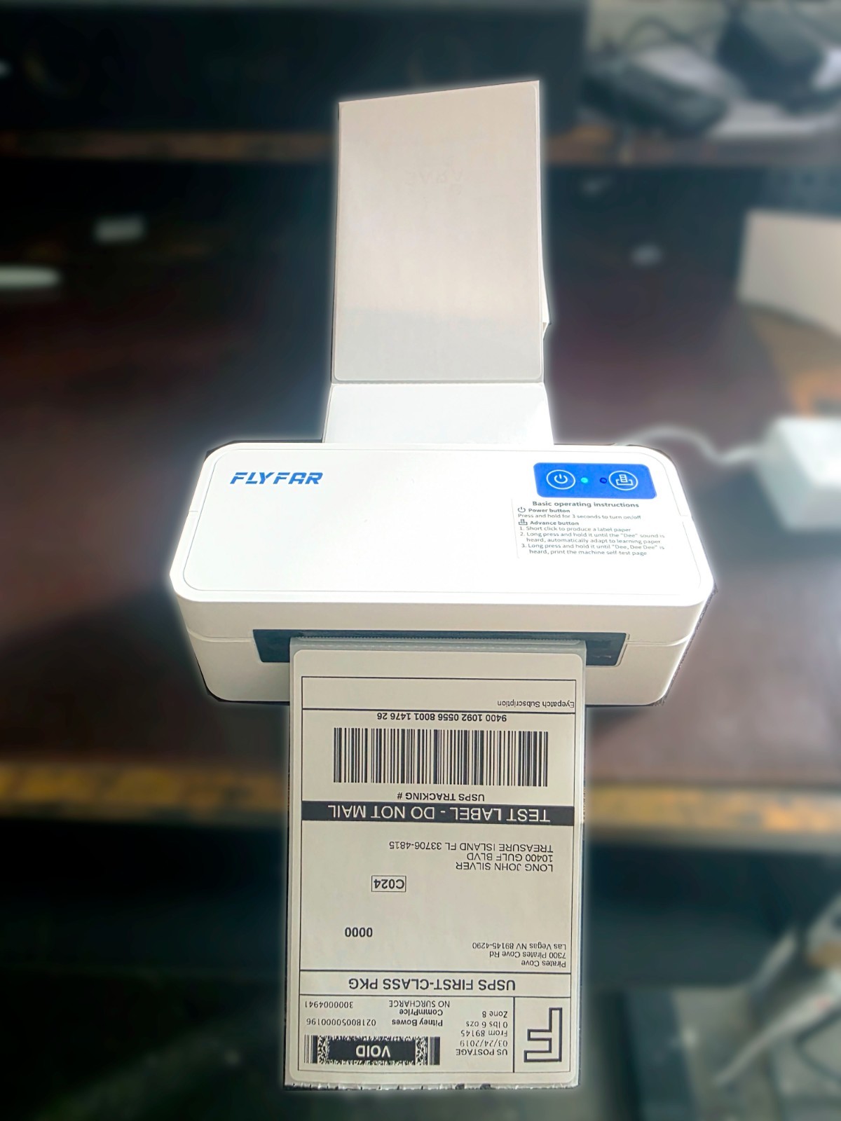 Wireless Thermal Label Printer 4×6 Bluetooth Shipping 203 DPI USB White