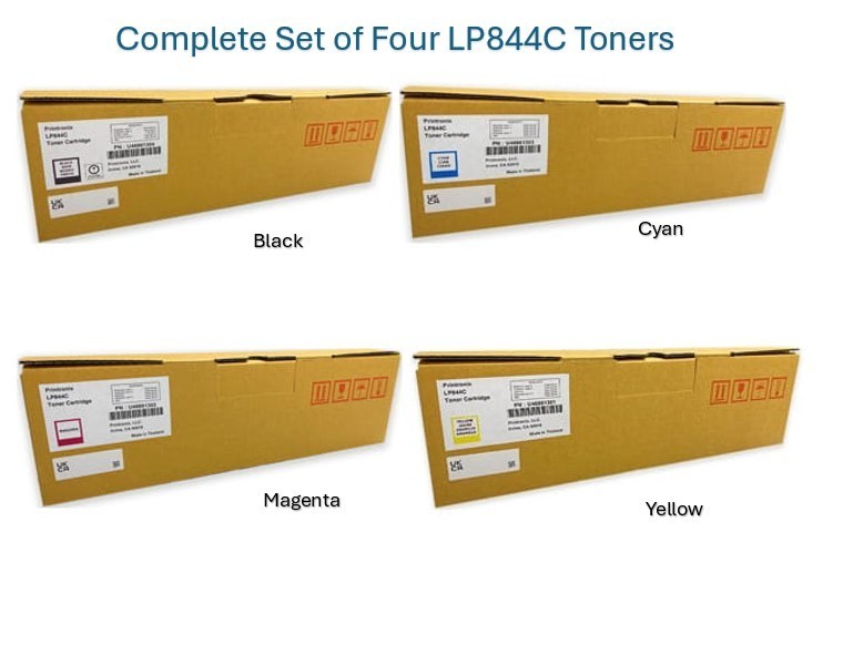 Complete Set of Four OEM Printronix LP844C Toners Yellow, Magenta, Cyan, Black