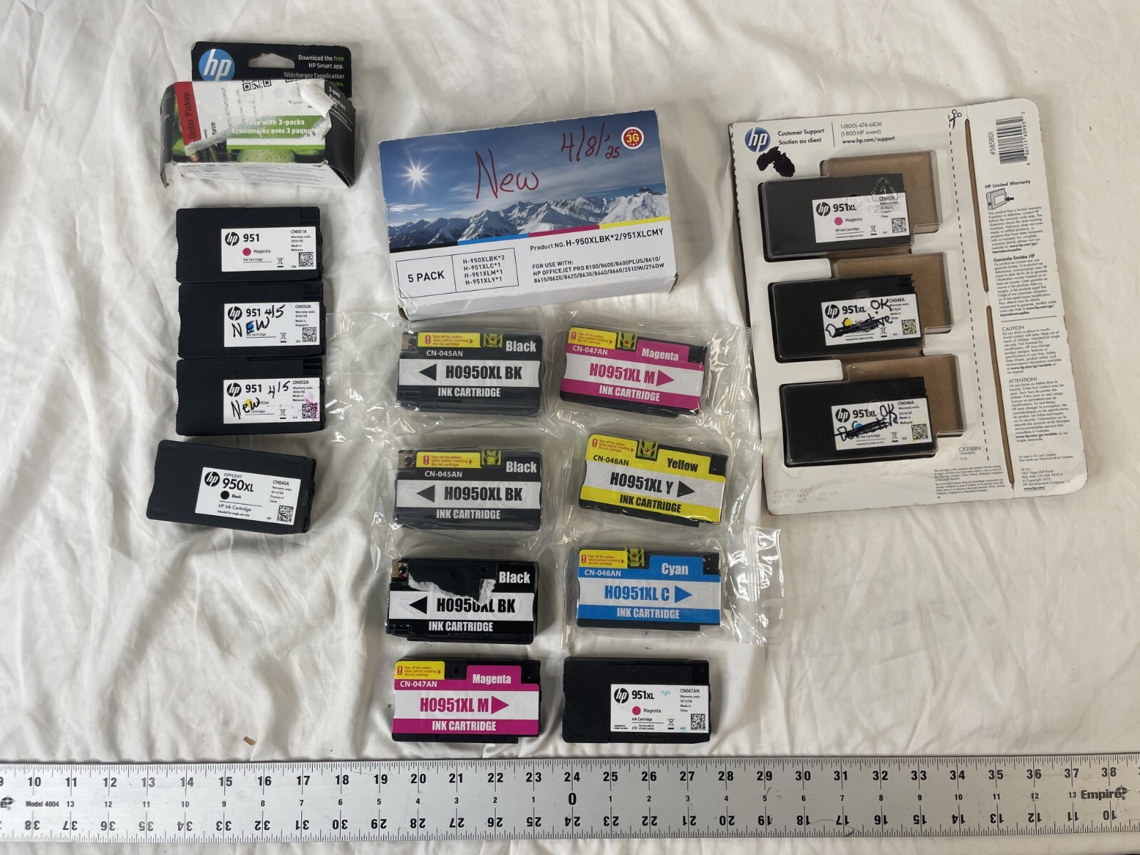 Lot of 15 HP Ink Cartridges – 950XL 951XL Black Cyan Magenta Yellow – Mixed New/