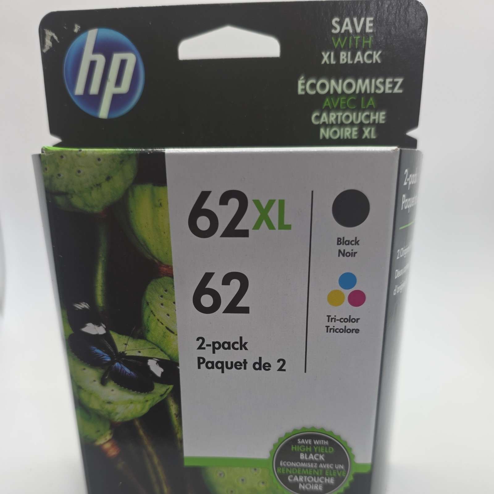 HP 62XL Black + 62 TriColor Cartridges Combo Pack EXP 04/2020