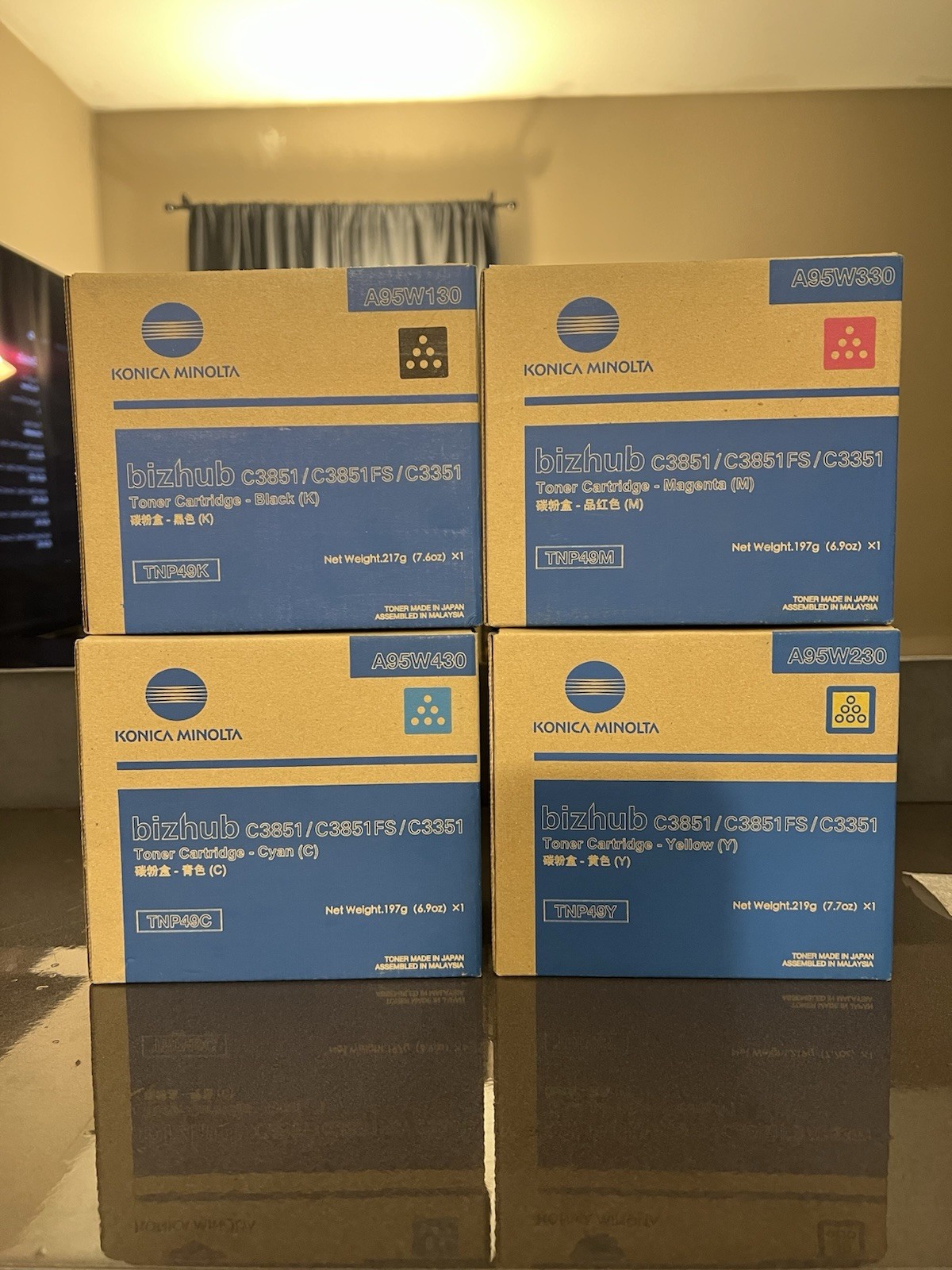 Konica Minolta TNP49 Toner Cartridge Set Yellow Magenta Cyan Black, Bizhub C3351