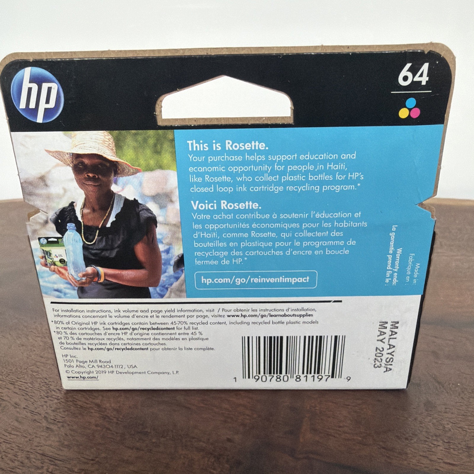 HP #64 Tri Color Ink Cartridge 64 N9J89AN Genuine New Use By – May 2023