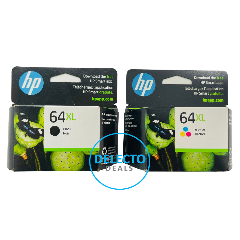 GENUINE 2-Pack HP 64XL Black & Tri-Color Ink Envy 7155 7158 Open Boxes 3/2026+