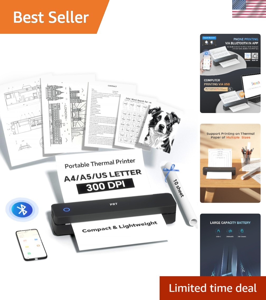 Compact Inkless Mobile Thermal Printer for Easy Printing on the Go – 8.5″ x 11″