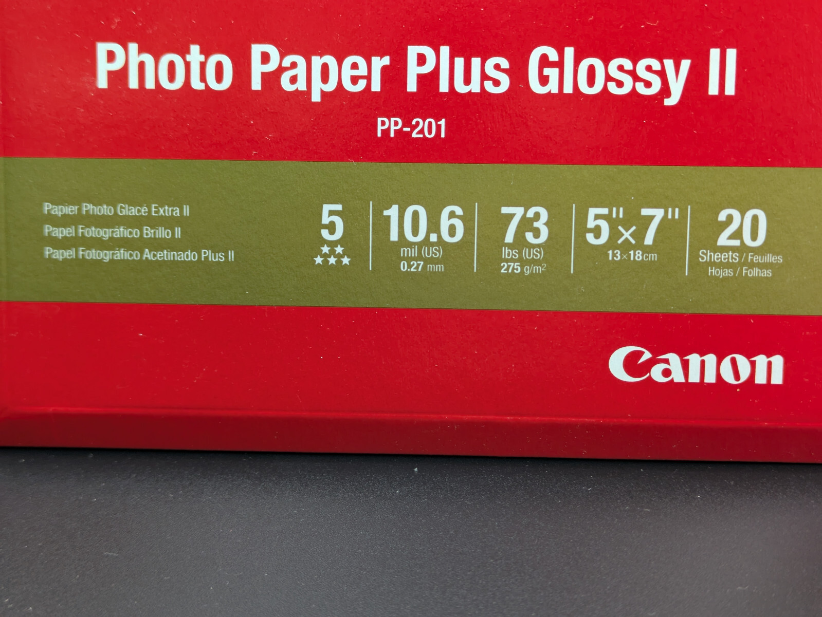 Canon Photo Paper Plus Glossy II 2 5″x7″ 20 Sheets PP-201 73LBS 2-PACK NEW 40pgs