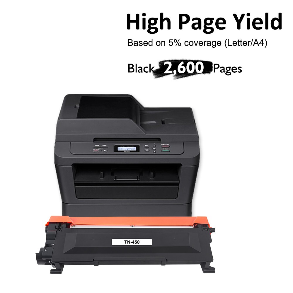 NEW TN450 TN-450 High Yield Toner Cartridge For Brother Replacement – 2PK
