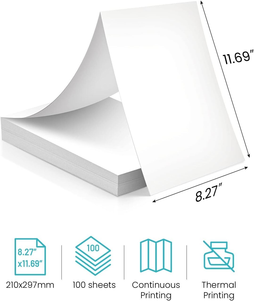 200PCS Thermal Paper A4 Foldable Portable Printer Paper For Phomemo M08F MT800
