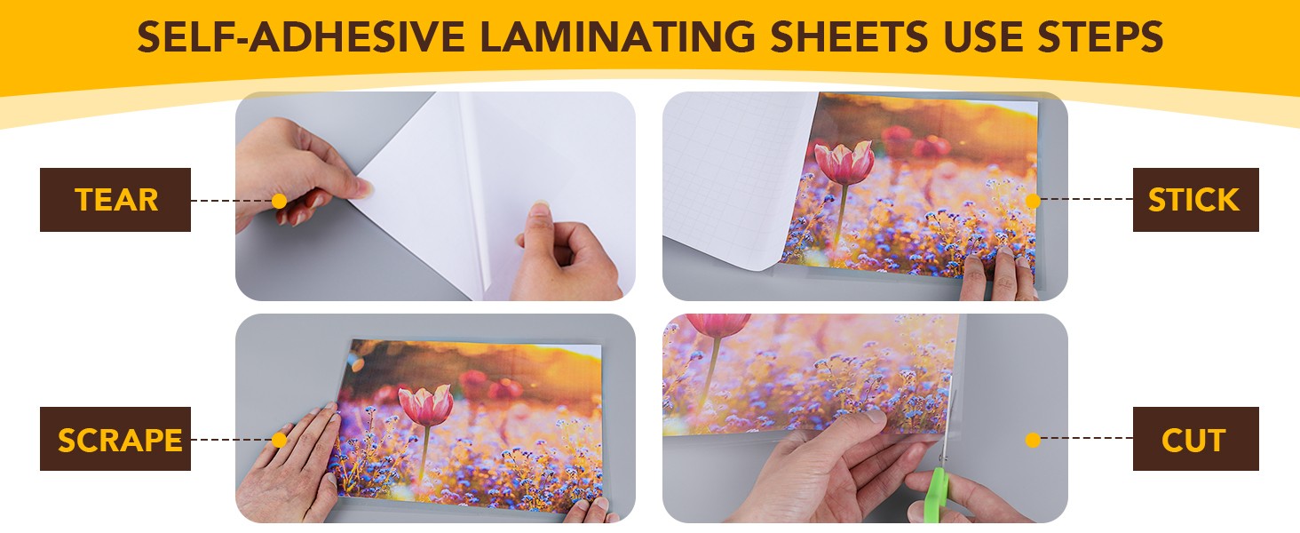 25 Pack Self Adhesive Laminating Sheets, 9 X 12 Inch, Clear Sticker Laminate